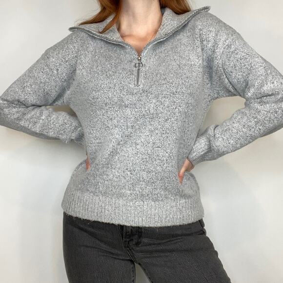 Love by Design EUC Large Gray Half ZIP Chunky Knit Sweater - Picture 6 of 10